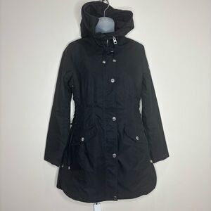 Guess Black hooded coat jacket lace up sides size small